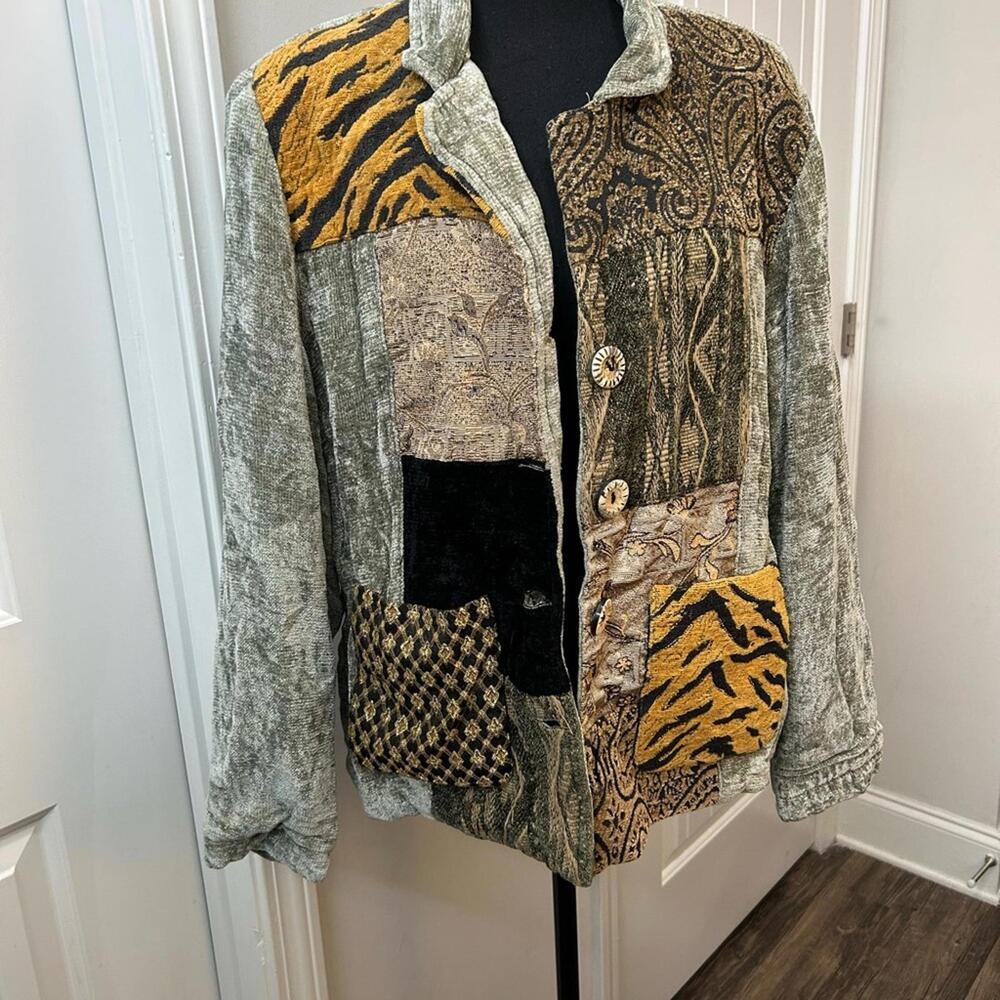 Chico's Patchwork Boho Jacket • Size 18 • Vintage 80s Grandmacore